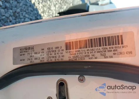 2020 Ram 2500 Tradesman z USA, uszkodzony, nr VIN 3C6UR5CL3LG100580